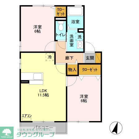 サンパーク II B(2LDK/1階)の間取り写真