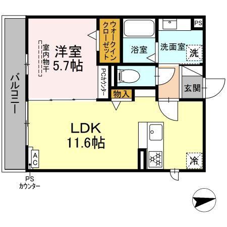 エクレール(1LDK/2階)の間取り写真