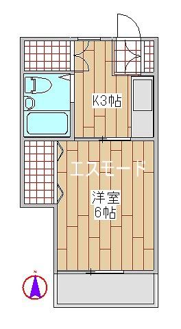 平野ハイツ(1K/3階)の間取り写真