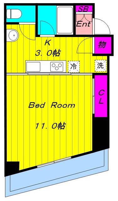 ステラガーデン(1K/4階)の間取り写真