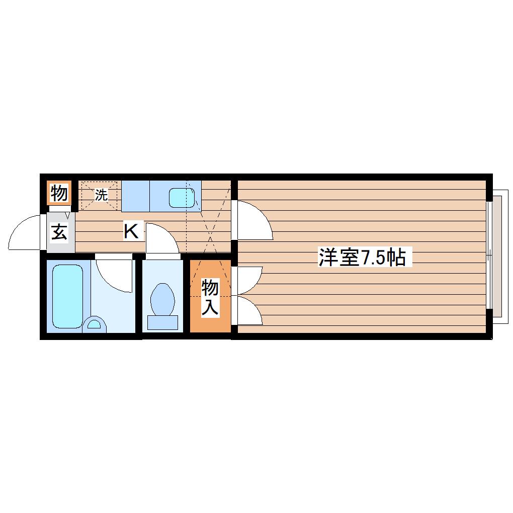 マルシェみずほ台(1K/2階)の間取り写真