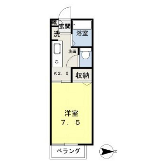 ラフォーレ津高(1K/2階)の間取り写真