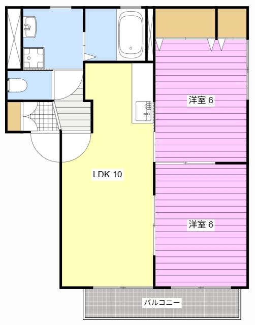 グレース竜洋(2LDK/2階)の間取り写真