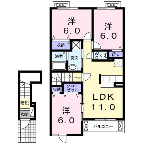 マンハイム4番館(3LDK/2階)の間取り写真