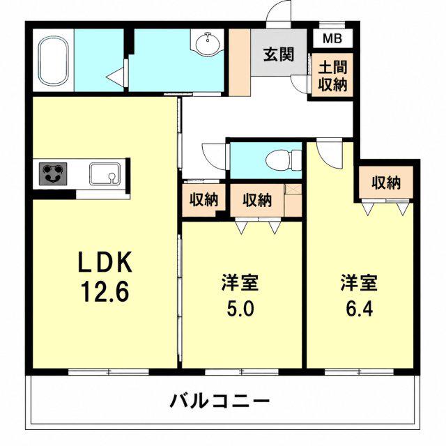 シャーメゾン大森町(2LDK/2階)の間取り写真