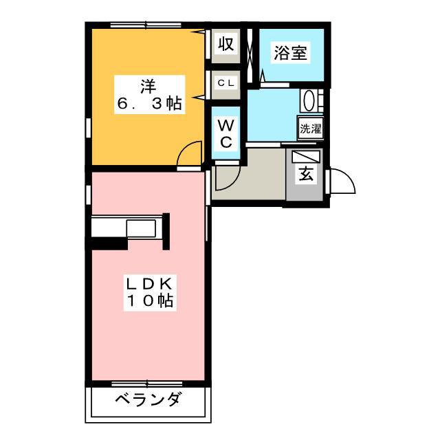 リバーサイドK(1LDK/2階)の間取り写真