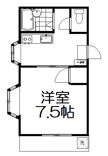 メゾン栗山(1K/1階)の間取り写真