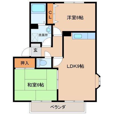 リヴェールC棟(2LDK/2階)の間取り写真