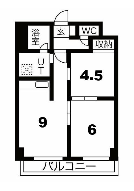 コート大谷地(2DK/2階)の間取り写真