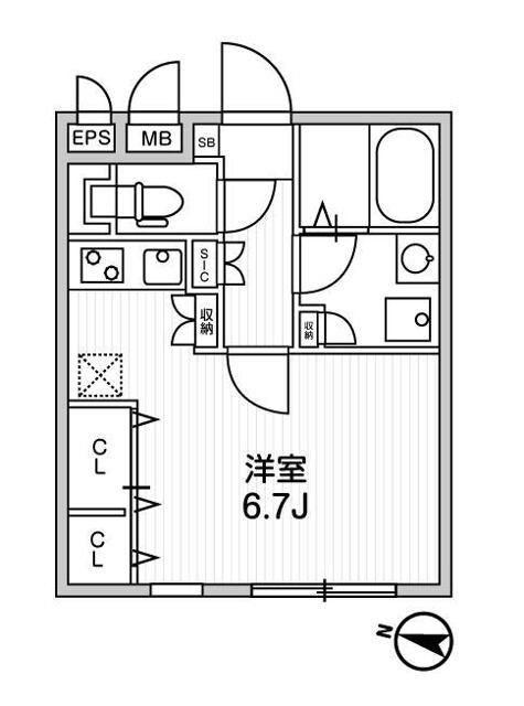 クアドール中野(ワンルーム/2階)の間取り写真
