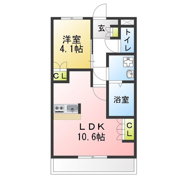 チェリーハイム(1LDK/1階)の間取り写真