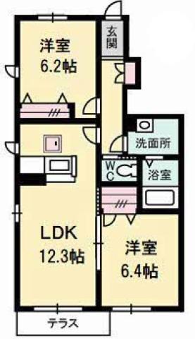 シャーメゾンAYA I番館(2LDK/1階)の間取り写真