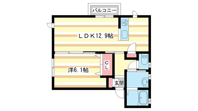 カーサフィオーレ(1LDK/2階)の間取り写真