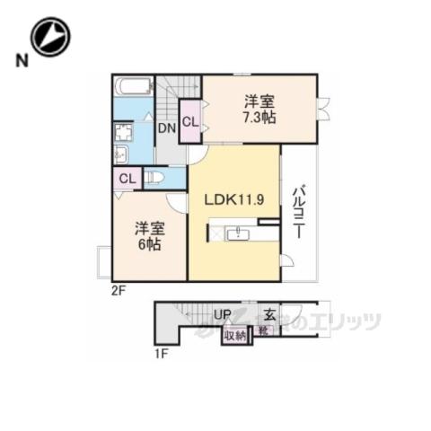 ラネージュⅡ番館(2LDK/2階)の間取り写真