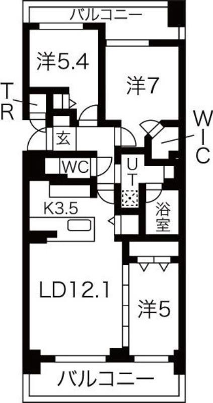 ブランズ円山北6条(3LDK/5階)の間取り写真