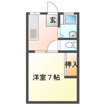 桜ハイツ(1K/1階)の間取り写真