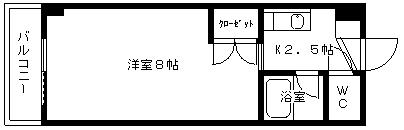 OAK VILLA HAKATA イーストII(1K/4階)の間取り写真