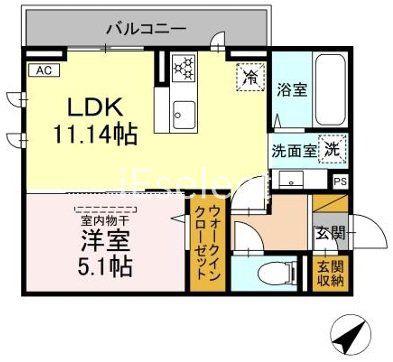 D-ROOM君塚IA(1LDK/2階)の間取り写真