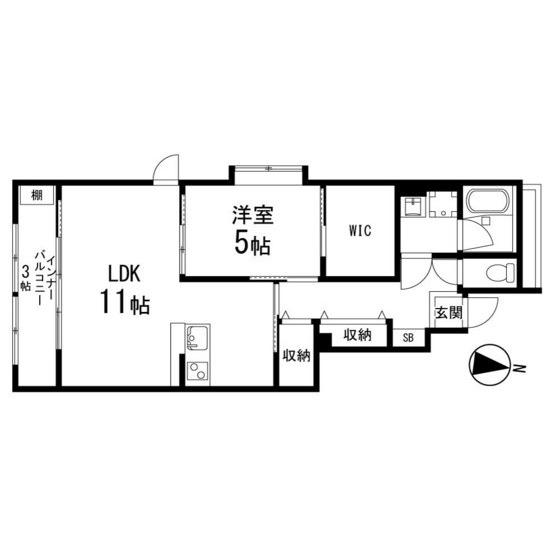 ラコリーヌ エスポワール(1LDK/1階)の間取り写真
