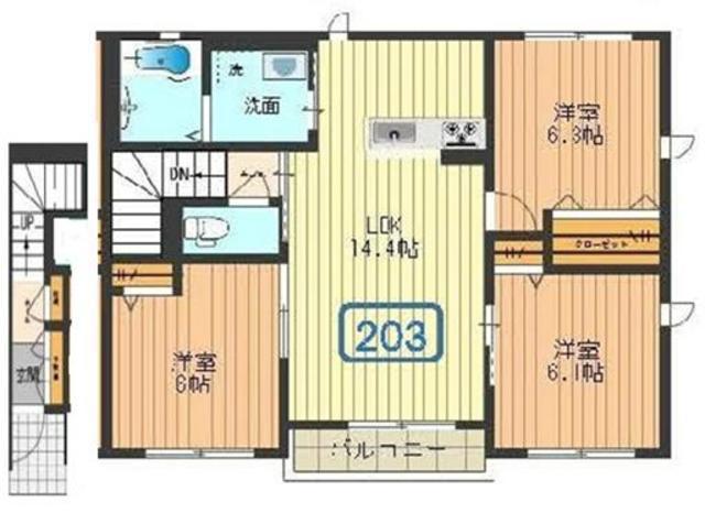 グラシアフィス旭が丘C棟(3LDK/2階)の間取り写真