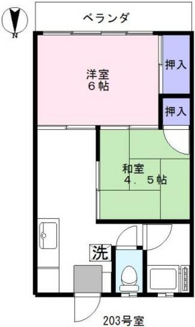 新東ハイツ(2DK/2階)の間取り写真