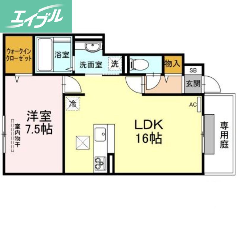 トゥールモンド(1LDK/1階)の間取り写真