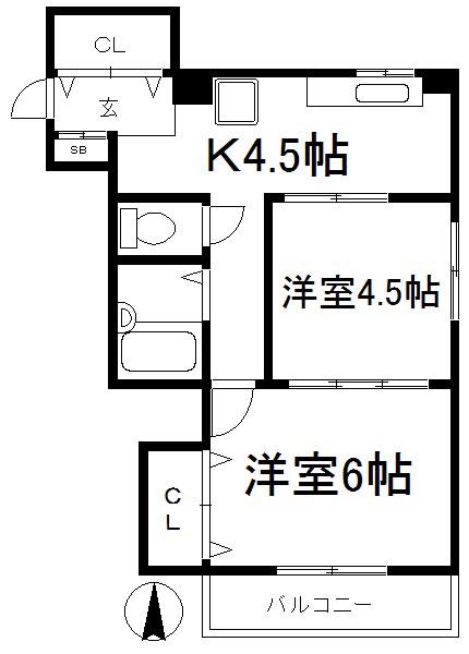 ときわマンション(2DK/2階)の間取り写真