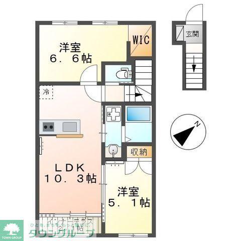 藤沢打戻アパート(2LDK/2階)の間取り写真