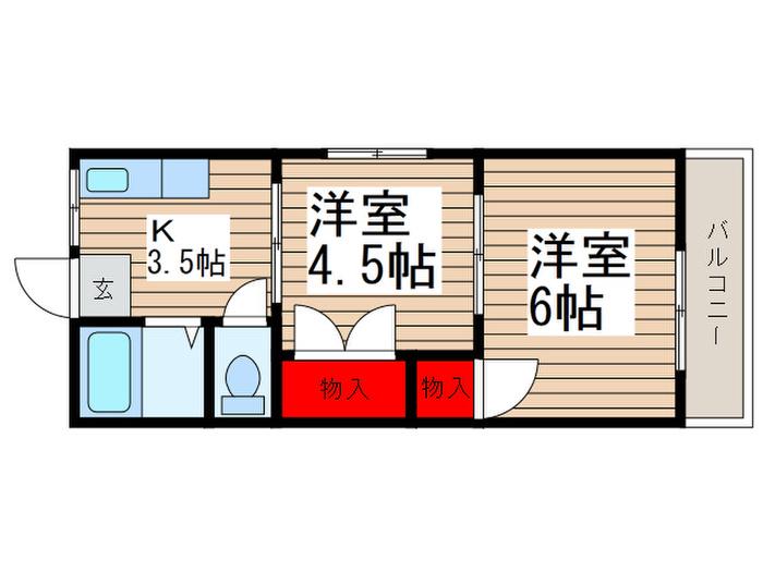 イ ト ― ピ ア(2K/1階)の間取り写真