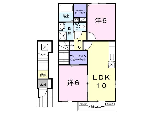 ヴェルボナール(2LDK/2階)の間取り写真