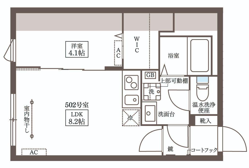 COCOCUBE大井町II(1LDK/5階)の間取り写真