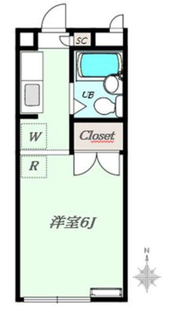メゾンアトラス(ワンルーム/2階)の間取り写真