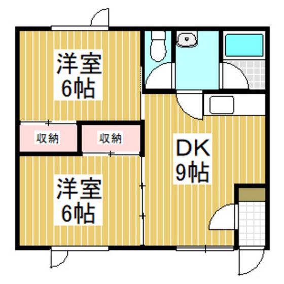 コーポ柏木II(2DK/2階)の間取り写真