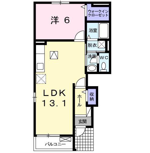 パッシオーネ L(1LDK/1階)の間取り写真