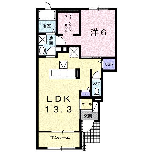 プログレス ハウス K&H(1LDK/1階)の間取り写真