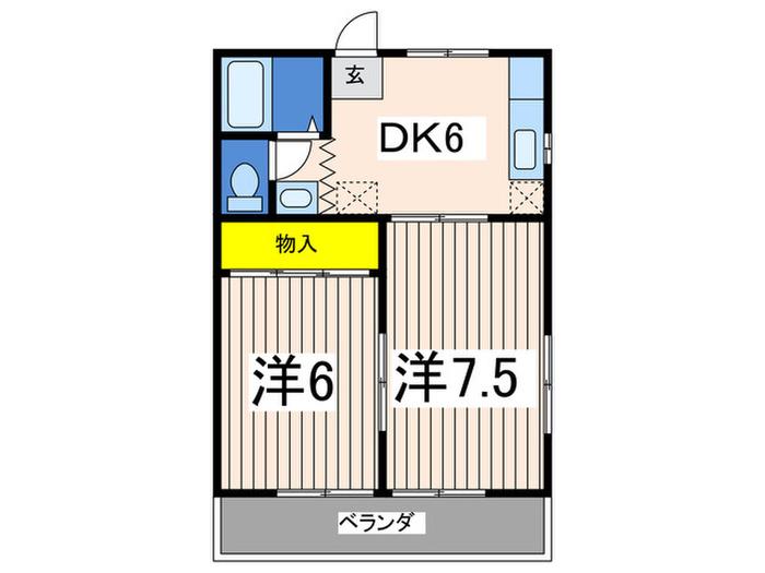 ハイムマルチョウC(2DK/2階)の間取り写真