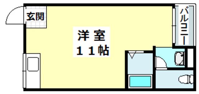 ヴィラナリー小川(ワンルーム/1階)の間取り写真