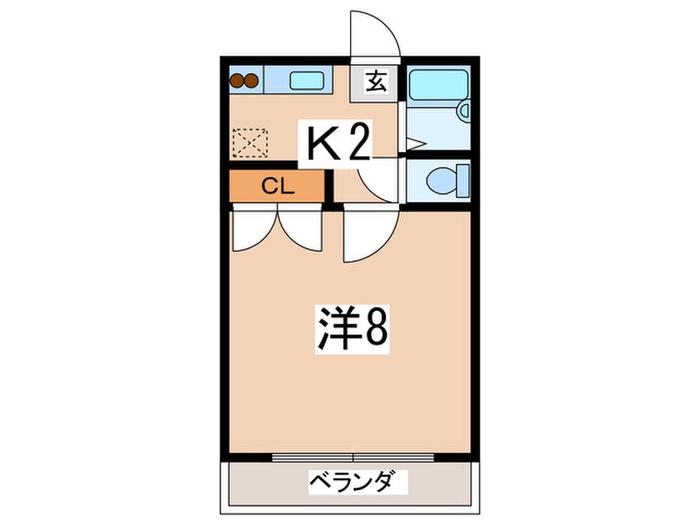 アムール湘南(1K/2階)の間取り写真