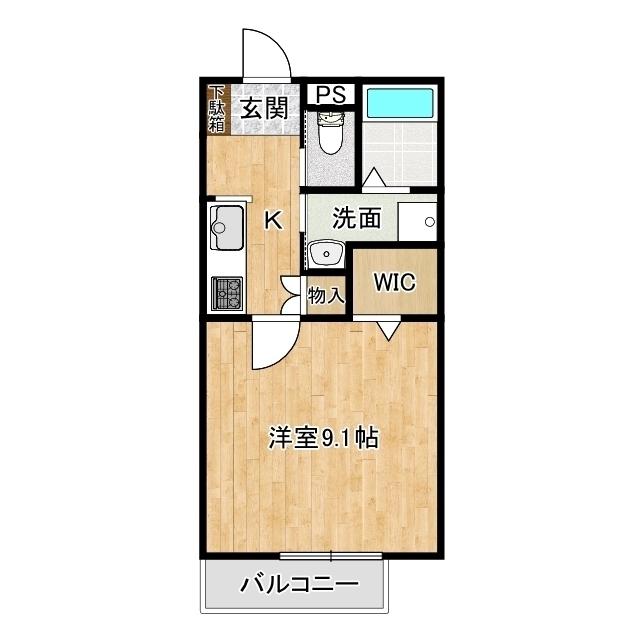 ノーブル(1K/2階)の間取り写真