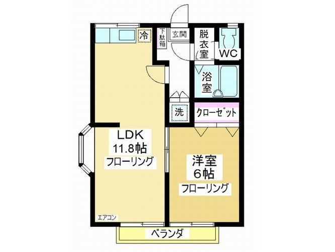 サンライズプラザ B棟(1LDK/2階)の間取り写真