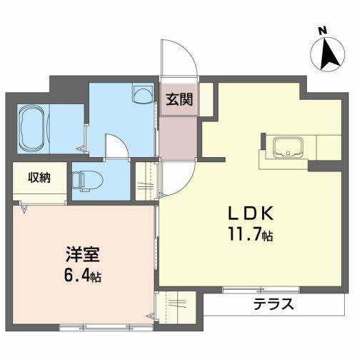 レジデンス高見(1LDK/1階)の間取り写真