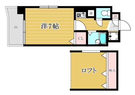 ライオンズマンション大博通(1K/11階)の間取り写真