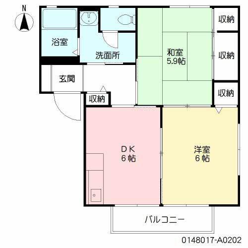 ディアス住吉(2DK/2階)の間取り写真