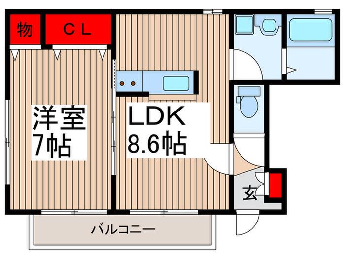 ワン ウィッシュ(1LDK/1階)の間取り写真