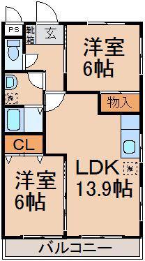 シルフレイ(2LDK/3階)の間取り写真