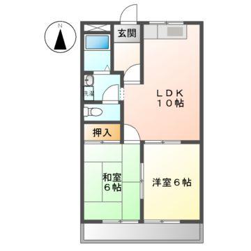 タウニーロイヤル(2LDK/2階)の間取り写真