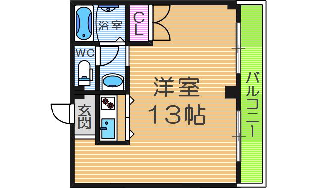 オーキッドコート田辺(1K/1階)の間取り写真