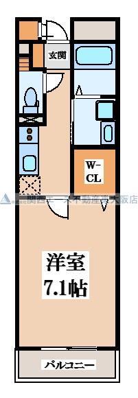 ミッドウエスト小阪(1K/2階)の間取り写真