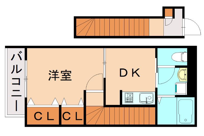 ベルレーヴ(1DK/2階)の間取り写真