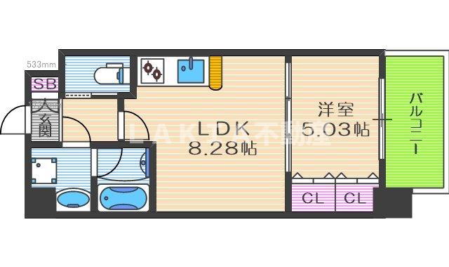 プレジオ中津(1LDK/11階)の間取り写真